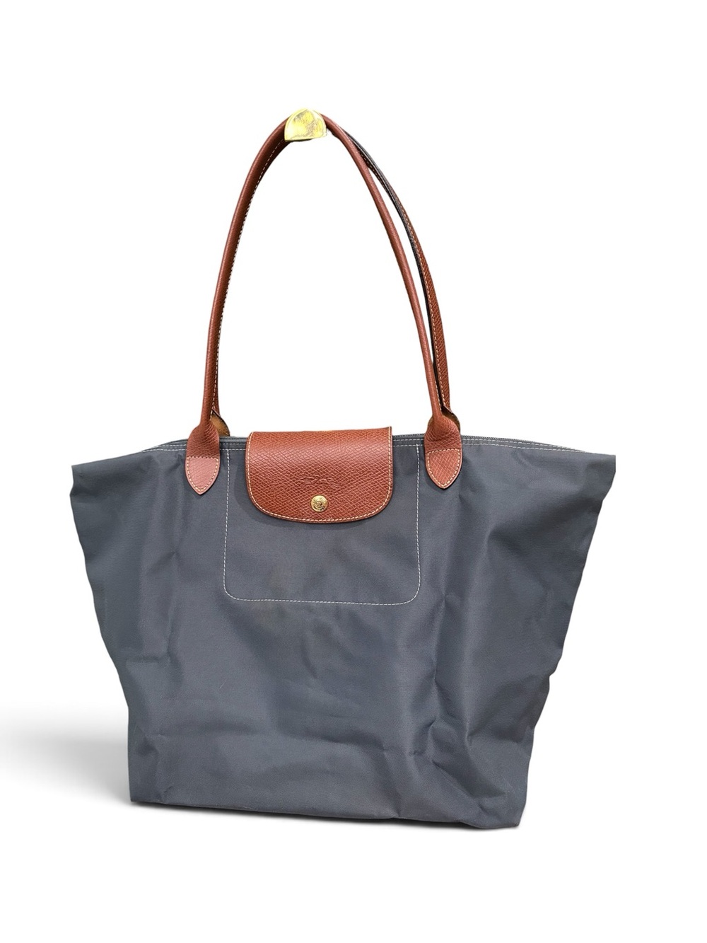 Longchamp Le Pliage Large Gray Nylon Long Handle Tote